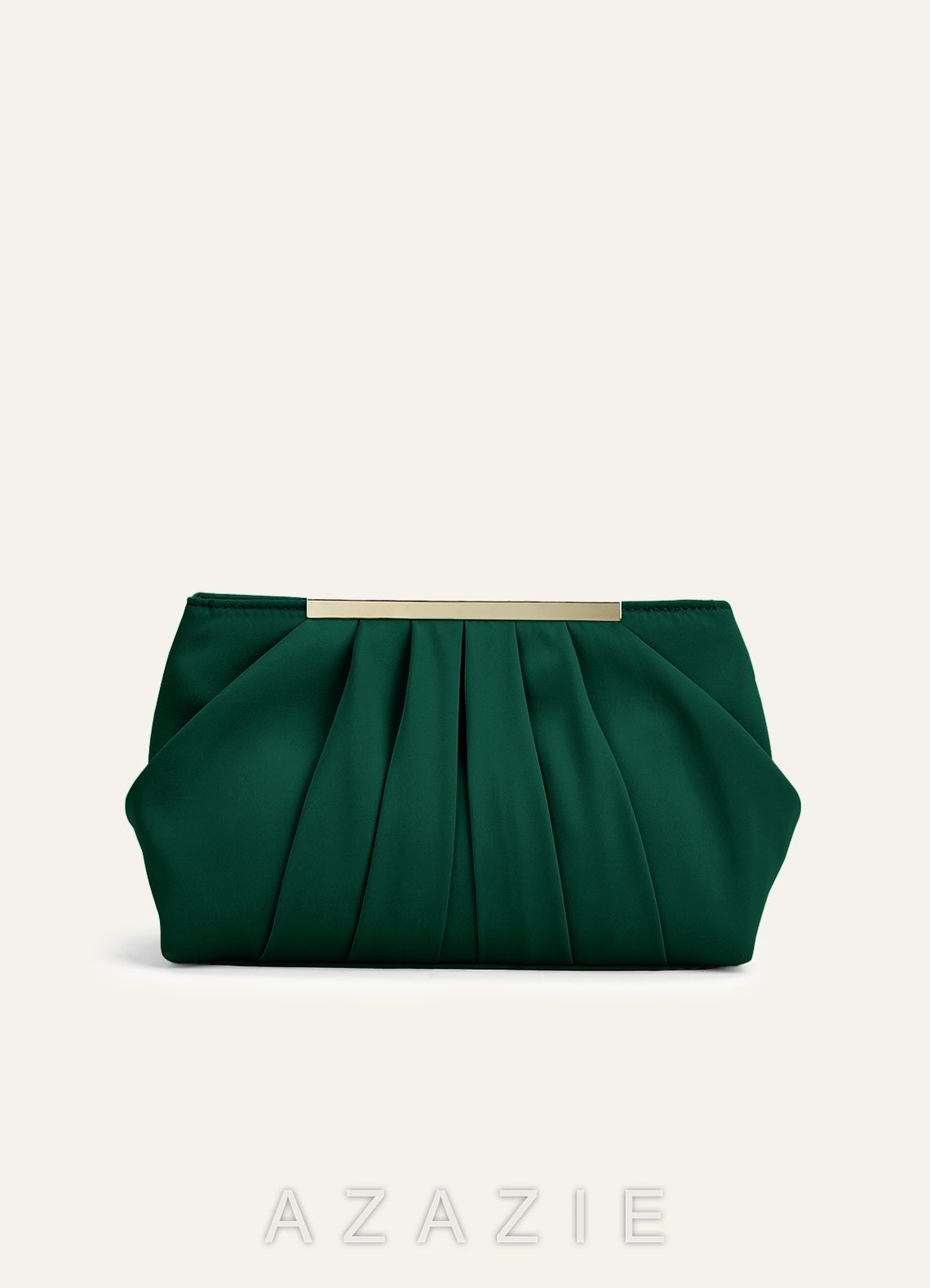 Matching Color Stretch Satin Pleated Clutch
