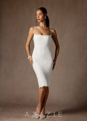 Azazie Kat Wedding Dress Diamond White Sheath Straight Lace Lace Dress