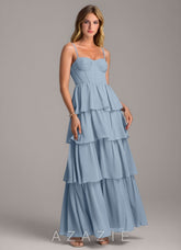 Azazie Alanna Dusty Blue A-Line Sweetheart Neckline Chiffon Dress