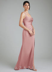 Azazie Sierra Dusty Rose A-Line Corset Stretch Satin Dress dusty_rose