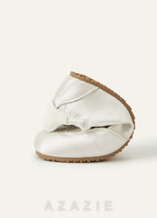 Ballet-Inspired Satin Wedding Sneakers Round Toe Comfortable Wedding Shoes ivory
