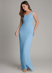 Azazie Hadley Steel Blue Mermaid Pleated Chiffon Dress steel_blue
