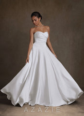 Azazie Alta Diamond White A-Line Strapless Stretch Satin Dress