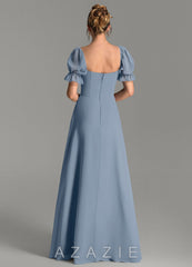 Azazie Jaden Dusty Blue A-Line with Pockets Chiffon Dress dusty_blue
