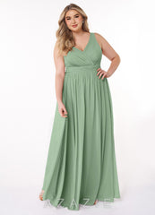 Azazie Kora Matcha A-Line Pleated Chiffon Dress matcha