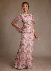 Azazie Belladonna Lavender Floral Mermaid Pleated Chiffon Dress lavender_floral