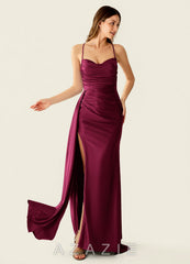 Drape Ankara Red Satin Prom Dress