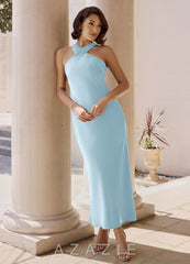 Azazie Doretta Sky Blue Mermaid Pleated Stretch Satin Dress sky_blue
