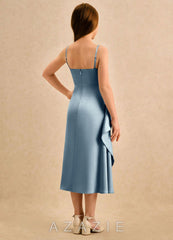 Azazie Canna Girls Formal Dusty Blue A-Line Pleated Stretch Satin Dress dusty_blue
