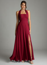 Azazie Tamira Burgundy A-Line Pleated Chiffon Convertible Dress