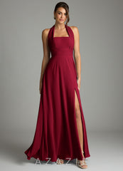 Azazie Tamira Burgundy A-Line Pleated Chiffon Convertible Dress