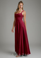 Azazie Shaude Burgundy A-Line Pleated Velvet Dress burgundy