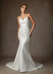 Azazie Moriah Diamond White Sheath Stretch Mikado Dress diamond_white