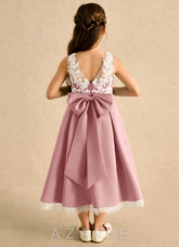 Azazie Amari Dusty Rose A-Line Lace Matte Satin Dress