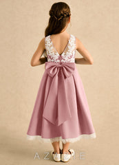 Azazie Amari Dusty Rose A-Line Lace Matte Satin Dress