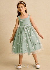 Azazie Bean Dusty Sage Ball-Gown Sleeveless Tulle Dress