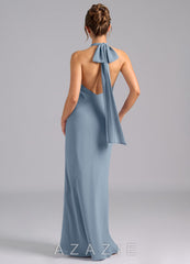 Azazie Velli Dusty Blue Mermaid High Neck Chiffon Dress dusty_blue