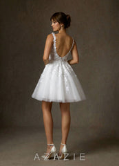 Azazie Sabine Diamond White A-Line Square Neckline Lace Dress diamond_white