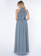 Azazie Iman Dusty Blue A-Line A-Line Ruched Chiffon Dress dusty_blue