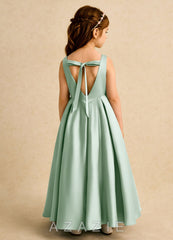Azazie Pepper Agave A-Line Pleated Matte Satin Dress