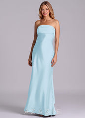 Azazie Ailanie Sky Blue Sheath Strapless Stretch Satin Dress