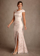 Azazie Irvine Dusty Rose A-Line Pleated Floral Jacquard Dress