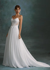 Azazie Laurelle Diamond White A-Line Chiffon Dress