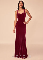 Azazie Lanessa Burgundy Mermaid V-Neck Keyhole Back Velvet Dress