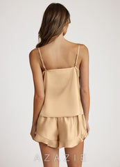 Bows Satin Cami and Shorts Pajama Set champagne