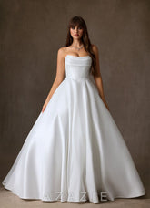 Azazie Theresa Diamond White A-Line Strapless Mikado Dress