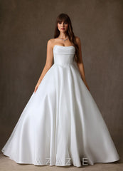 Azazie Theresa Diamond White A-Line Strapless Mikado Dress