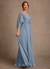 Azazie Tilda Dusty Blue A-Line Lace Chiffon Dress dusty_blue