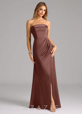 Azazie Aretha Espresso A-Line Strapless Stretch Satin Convertible Dress
