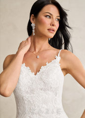 Azazie Prudence Diamond White Mermaid Sequins Tulle Dress diamond_white