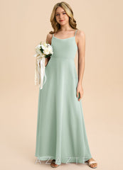 Azazie Shale Junior Agave A-Line Bow Chiffon Dress agave