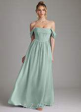 Azazie Caterina Agave A-Line Corset Chiffon Dress