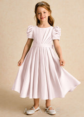 Azazie Miriam Blushing Pink Ball-Gown Pleated Matte Satin Dress blushing_pink