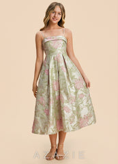 Azazie Penny Junior Formal Dress sp_blush_floral_green_#bg134308