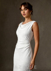Azazie Kieryn Diamond White Sheath Floral Jacquard Dress diamond_white