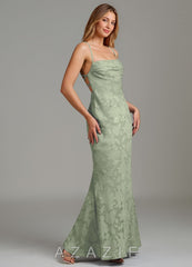 Azazie Ola Agave Mermaid Corset Floral Burnout Dress agave