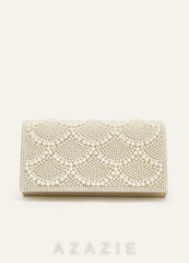 Scalloped Pearl Embellished Clutch