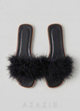 Bridal Feather Slippers for Getting Ready