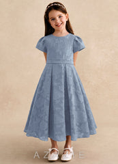 Azazie Princes Dusty Blue A-Line Pleated Floral Burnout Dress