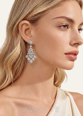 Teardrop CZ Chandelier Earrings silver