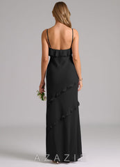 Azazie Nancie Black Mermaid Ruched Chiffon Dress black