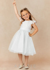 Azazie Vetty Diamond White A-Line Lace Tulle Dress