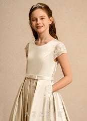 Azazie Bunny Girls Formal Champagne Ball-Gown Lace Dress champagne