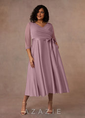 Azazie Maritza Dusty Rose A-Line Pleated Matte Satin Dress dusty_rose