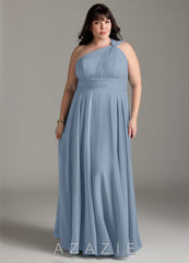 Azazie Charlize Dusty Blue A-Line One Shoulder Chiffon Dress dusty_blue