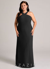 Azazie Doretta Black Mermaid Pleated Chiffon Dress black